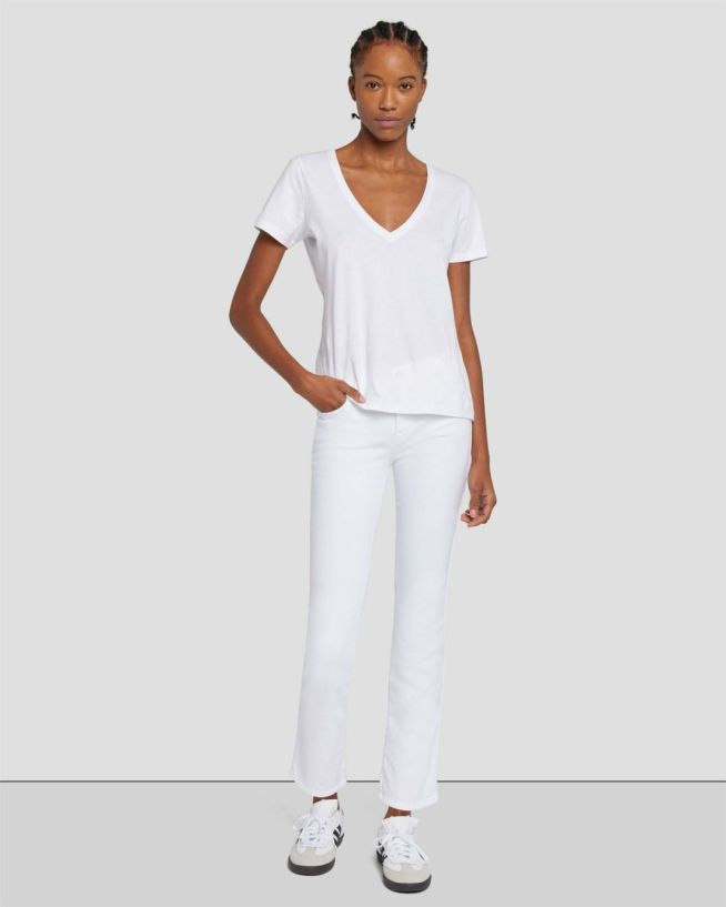 Women 7 For All Mankind  | Kimmie Cropped Straight In Clean White